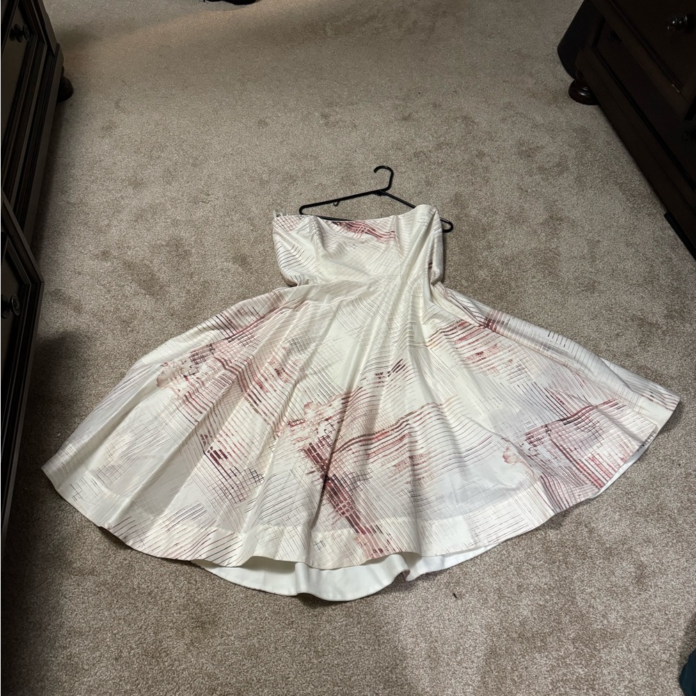 White House Black Market Strapless Dress - White and Red